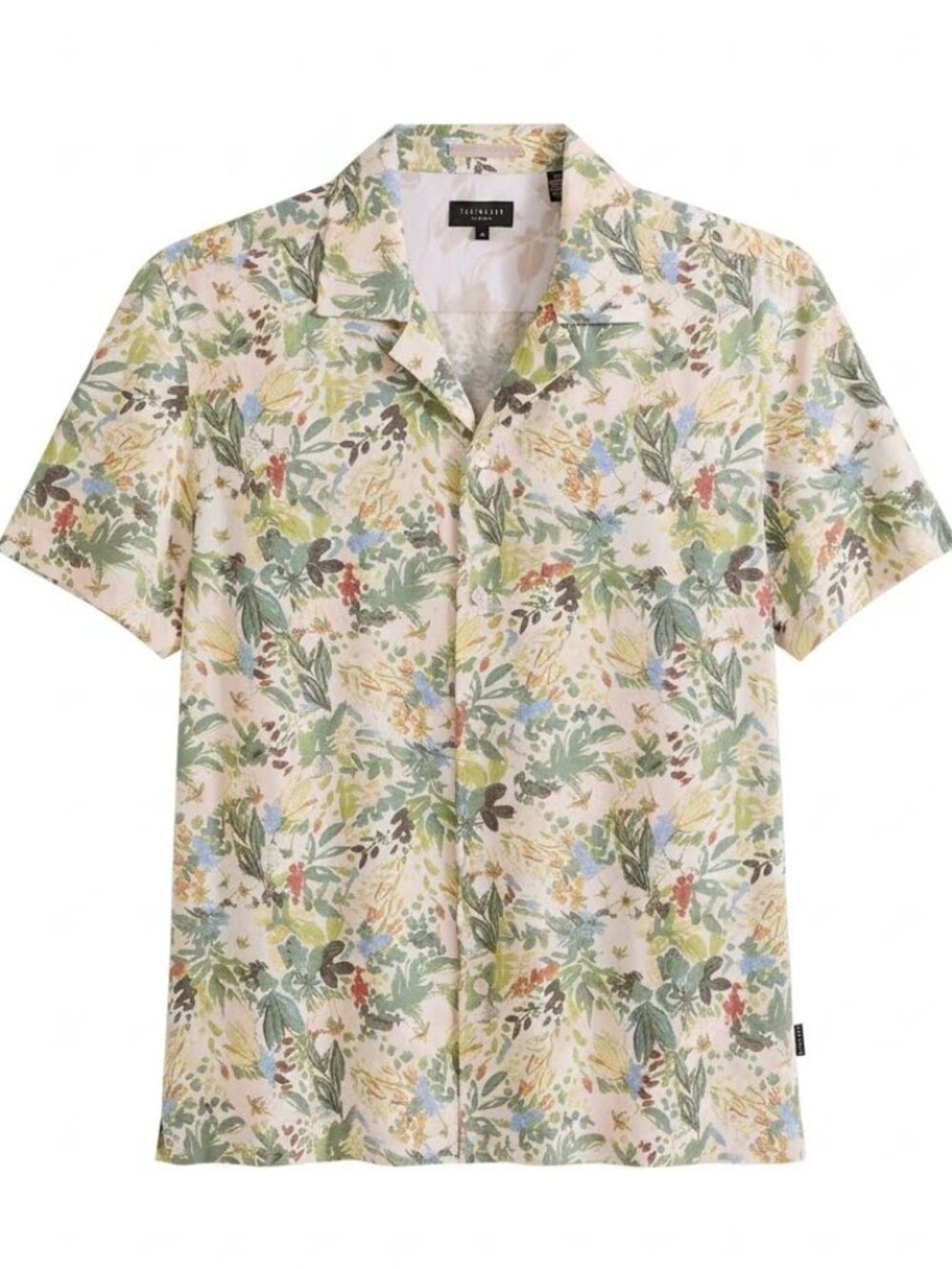 NWT Ted Baker Men's Floral Short Sleeve Shirt Pumice Stone Small S